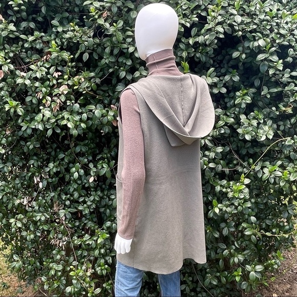 Evolution by Cyrus Light Green Long Loose Hood Open Cardigan - Picture 7 of 13